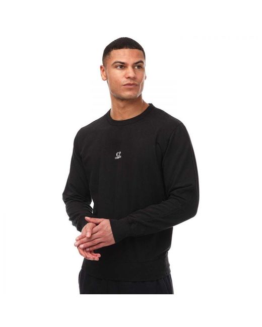 C P Company Black Light Fleece Logo Sweatshirt for men