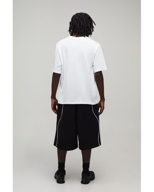 BoohooMAN Black Contrast Piping Jersey Bermuda Jort for men