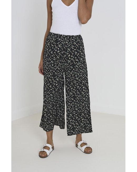 Brave Soul Gray 'Summer Wide Leg Elasticated Wasit Floral Trousers
