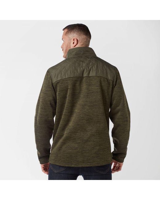 Brasher Green Adventurer Insulated & Quilted Full Zip Fleece Jacket, Hiking Mid-Layer for men