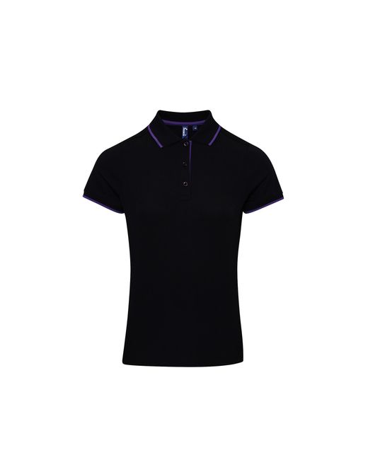 PREMIER Black Ladies Contrast Coolchecker Polo Shirt