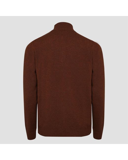Gant Brown Lambswool Half Zip Sweater for men