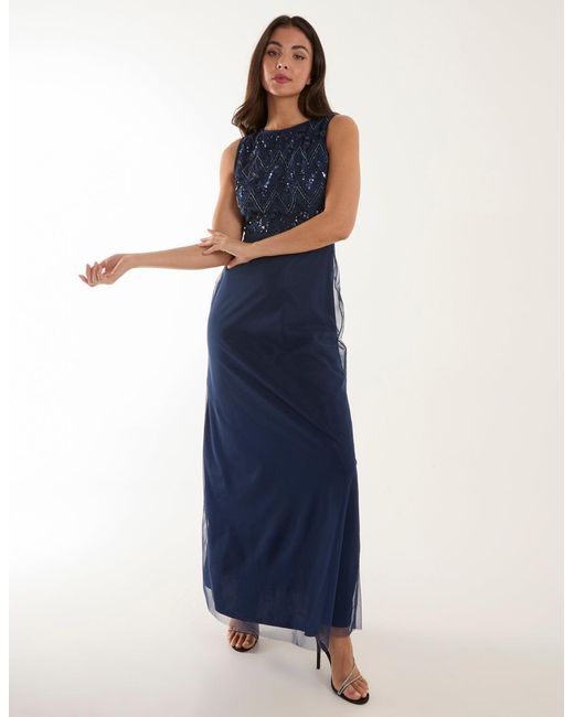 Blue Vanilla Blue Embellished Maxi Dress
