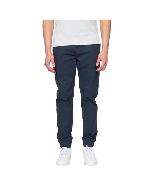 Duck and Cover Blue Chemmer Woven Jogging Bottoms for men