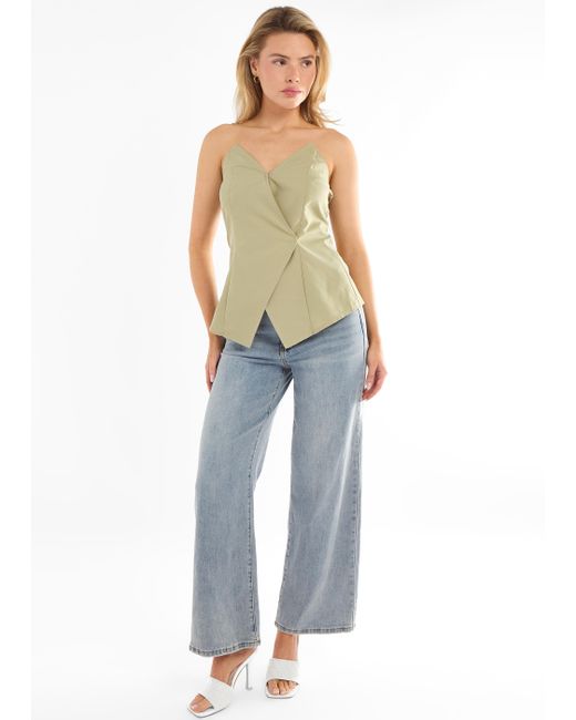Gini London Blue Sage Tall Asymmetric Bandeau Corset Top