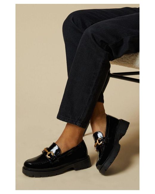 Dorothy Perkins Black Lisa Metal Snaffle Detail Chunky Loafers