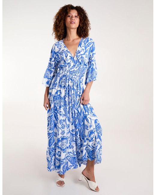 Blue Vanilla V-Neck Floral Maxi Dress in Blue | Lyst UK