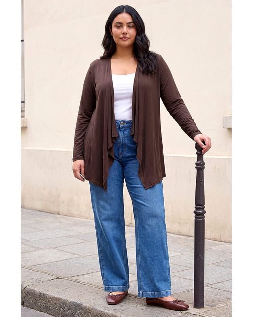 Roman Purple Curve Waterfall Front Jersey Cardigan