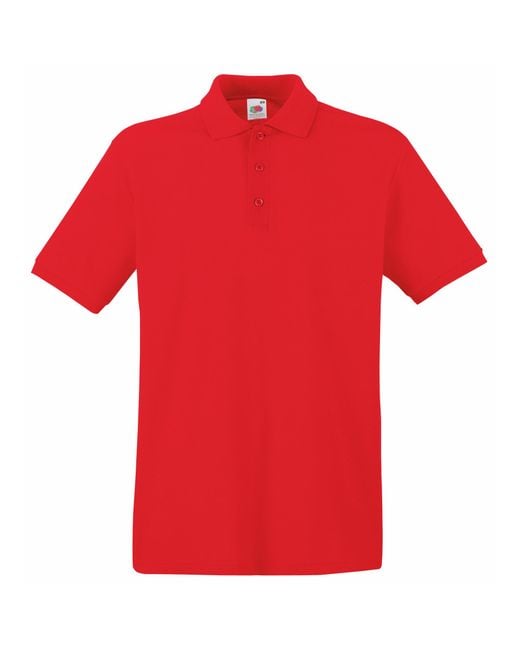 Fruit Of The Loom Red Premium Short Sleeve Polo Shirt for men