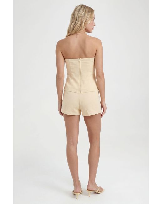 Boohoo Natural Linen Look Structured Bandeau Top