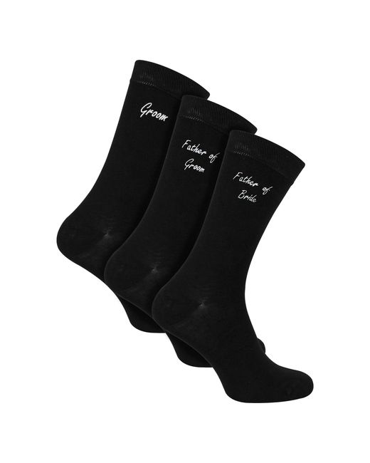 Sock Snob Black 3 Pairs Wedding Socks For Father Of The Groom & Bride for men