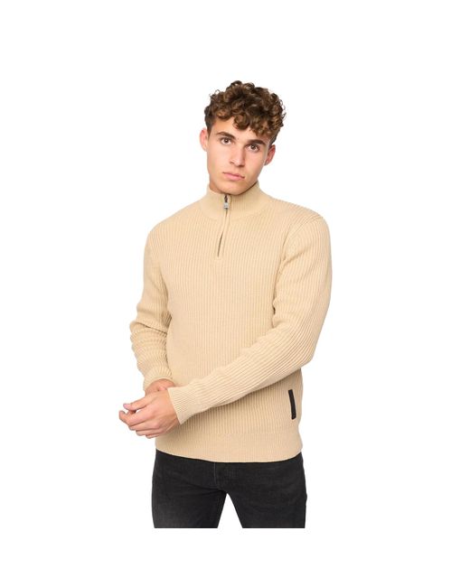 Crosshatch "Havaline" Pullover Mit Kurzem Reißverschluss Für Herren (Weizen) in Natural für Herren
