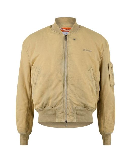 Off-White c/o Virgil Abloh Natural Bomber Jacket, Iconic Diagonal Stripes for men
