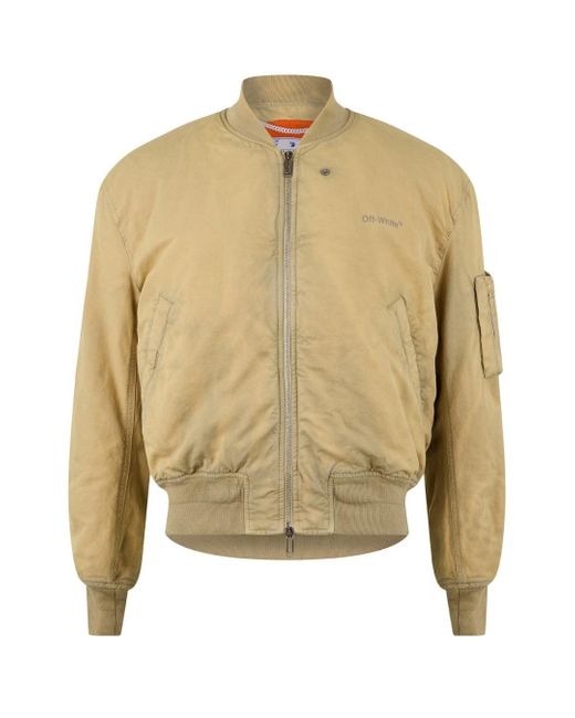 Off-White c/o Virgil Abloh Natural Bomber Jacket, Iconic Diagonal Stripes for men