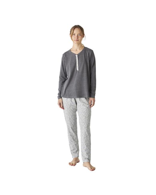J&j Brothers Gray Jjbep1801 Long Sleeve Cotton Pajamas