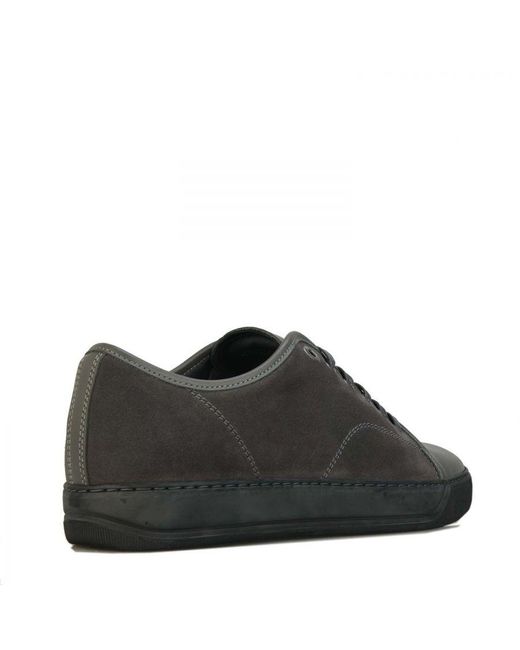 Lanvin Men's Matt Toe Cap Sneakers In Grey in het Black voor heren