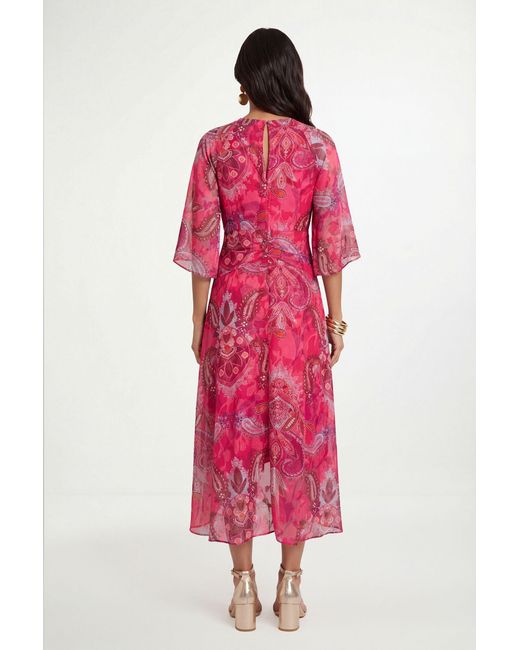 Wallis Red Paisley Burn Out Twist Midaxi Dress