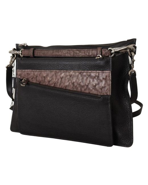 Dolce & Gabbana Black Exotic Leather Shoulder Sling Alta Sartoria Bag for men
