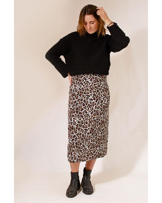 Secret Label Brown Leopard Print Midi Skirt