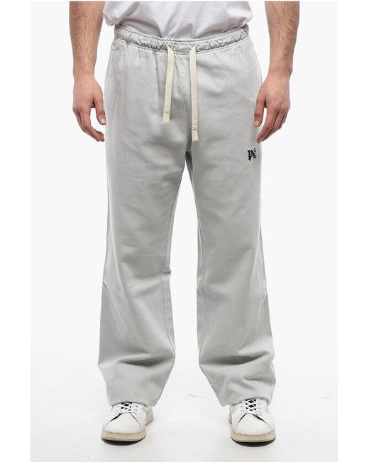 Palm Angels Gray Cotton Blend Travel Joggers With Elastic Waistband for men