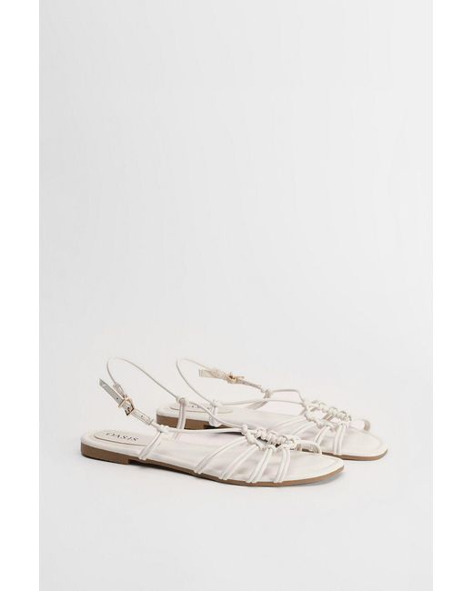 Oasis Natural Clara Faux Leather Strappy Open Toe Flat Sandals