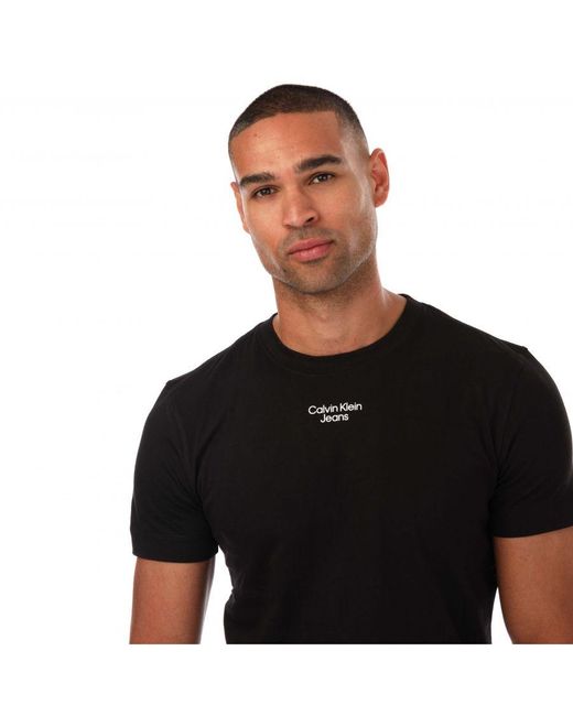 Calvin Klein Slimfit T-shirt Van Biologisch Katoen Met Logo Voor , Zwart in het Black voor heren