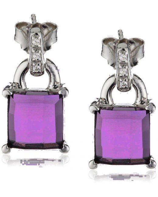 Orphelia Purple 925 Sterling Drop Earrings