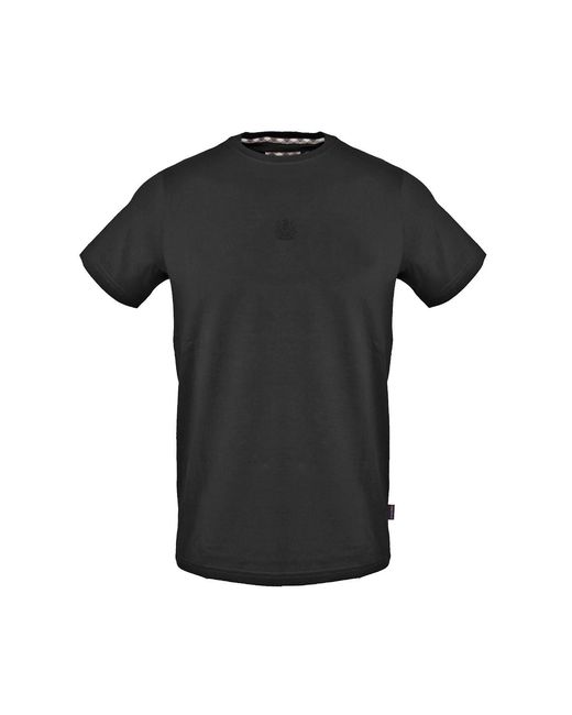 Aquascutum Black Regular Fit Crew Neck Short Sleeve T-Shirt for men