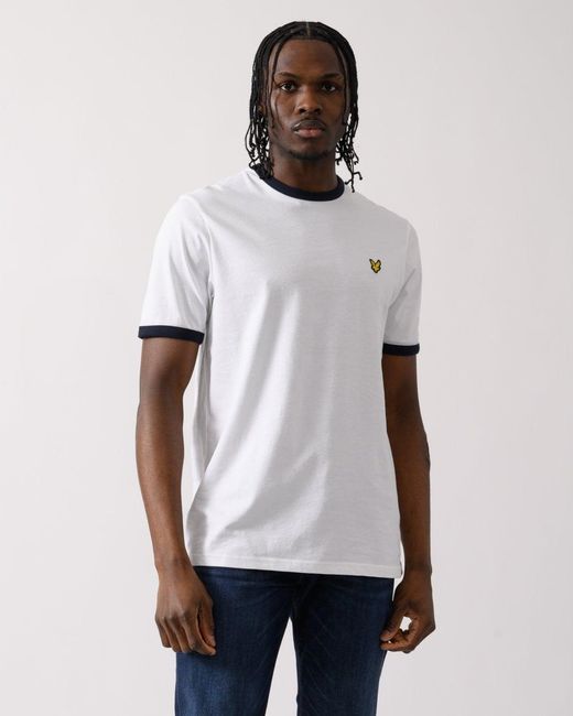 Lyle & Scott White Lyle & Scott Ringer T-Shirt for men