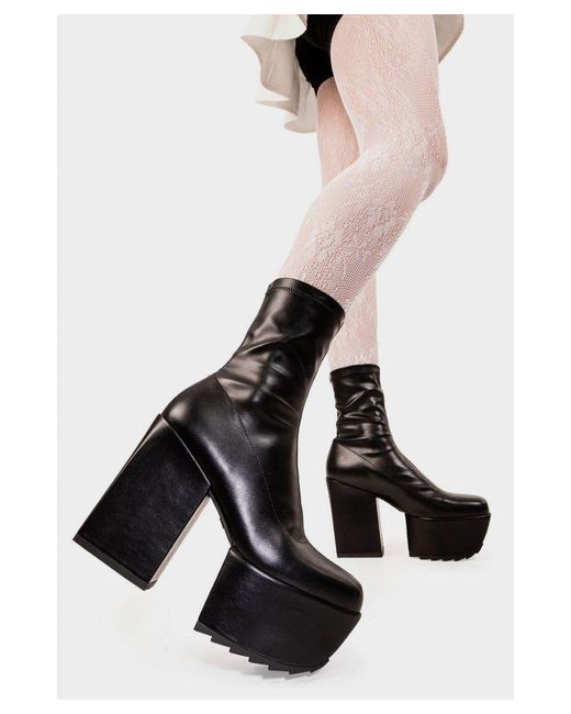 Lamoda White Ankle Boots Pretty Please Round Toe Platform Heels With Zipper