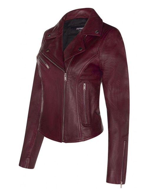 Infinity Leather Purple Classic Brando Biker Jacket-Loughton