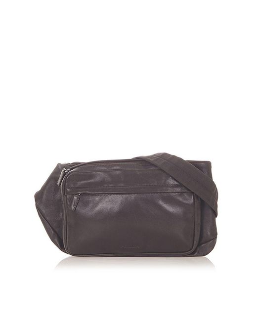 Prada Gray Vintage Leather Belt Bag Brown Calf Leather