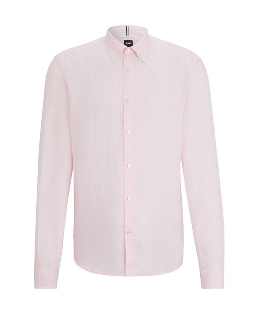 Boss Pink S-Liam-S-Bd-C1-242 Long Sleeved Shirt Light Pastel for men