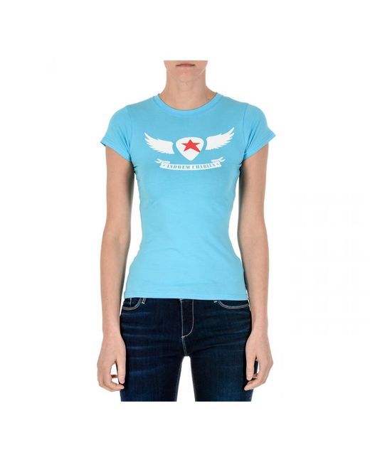 Andrew Charles by Andy Hilfiger Blue T-Shirt Short Sleeves Round Neck Light Tarana