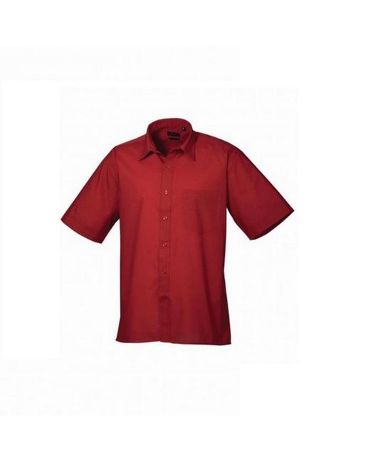 PREMIER Red Short Sleeve Poplin Shirt for men