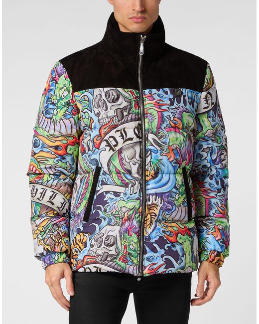Philipp Plein Donsjack Tattoo in het Multicolor voor heren