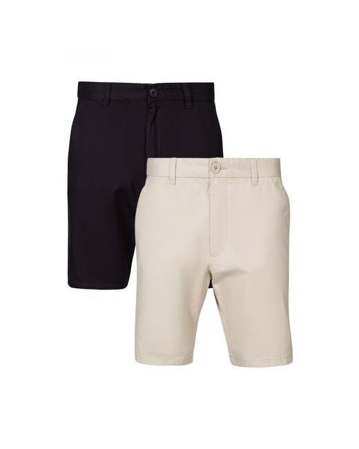 French Connection White Navy 2 Pack Cotton Chino Shorts for men