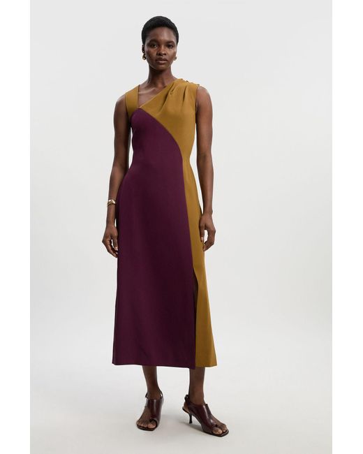 Karen Millen Soft Tailored Colour Block Halter Neck Midi Dress