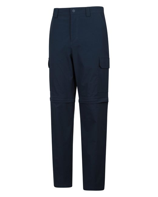 Mountain Warehouse Blue 'Delta' Cargo Zip-Off Trousers Quick Dry Convertible Hiking Pants Shorts Polyamide for men