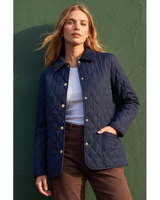 Roman Blue Quilted Collar Jacket