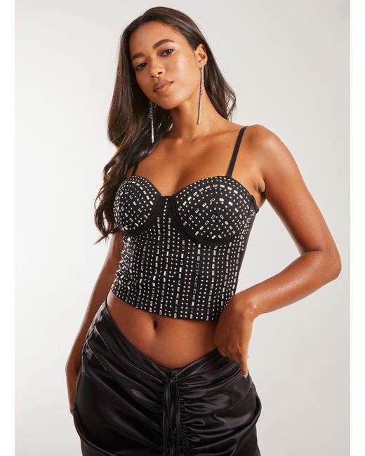 Pink Vanilla Black Sequin Embellished Bralette