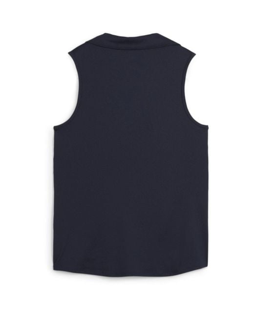PUMA Blue Cloudspun Piped Sleeveless Performance Polo Shirt