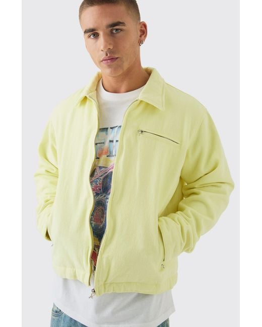 BoohooMAN Yellow Washed Padded Twill Worker Jacket for men