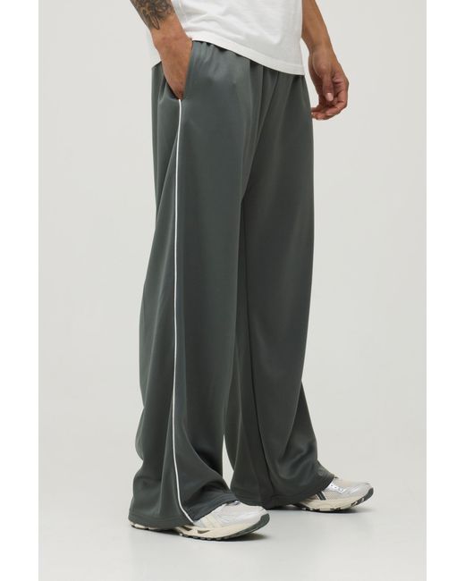 BoohooMAN Green Tricot Wide Leg Jogger for men