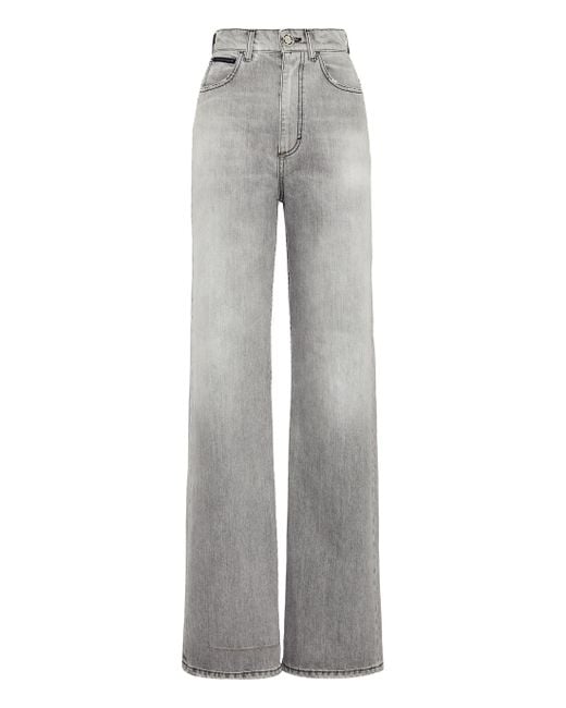 Philipp Plein Jeans Met Wijde Pijpen in het Gray