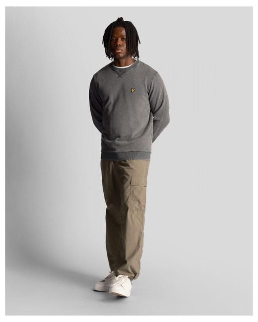 Lyle & Scott Gray Washed Crew Neck Sweatshirt for men
