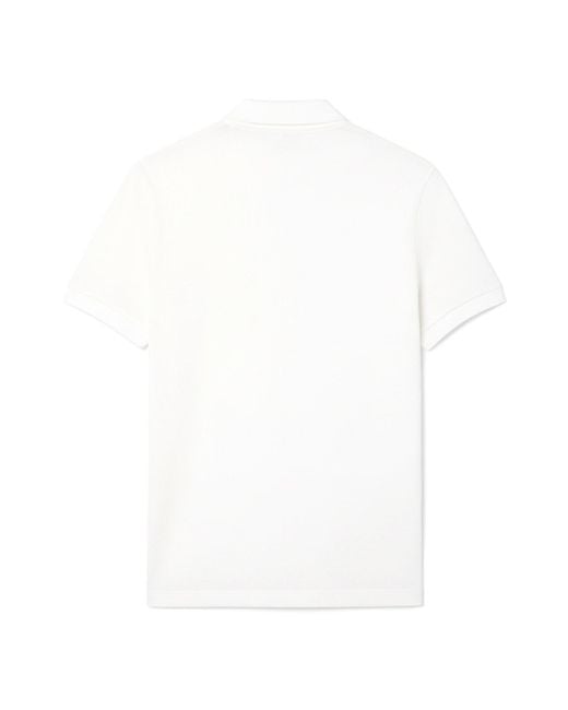 Lacoste White Fit Open Neck Paris Polo Shirt for men