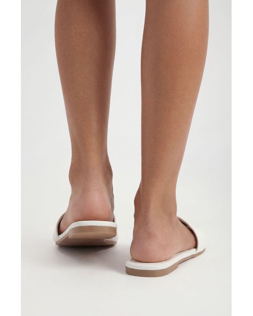 Boohoo White Square Toe Basic Sliders