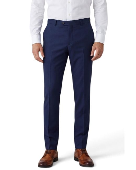 Paul Andrew Blue Formal Pants Tailored Fit Trousers for men