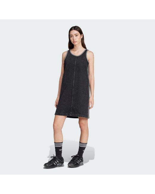 Adidas Originals Black Adicolor Denim 3-Stripes Tank Dress